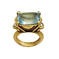 Gemstone Ring, Gold, aquamarine, pearl, Byzantine